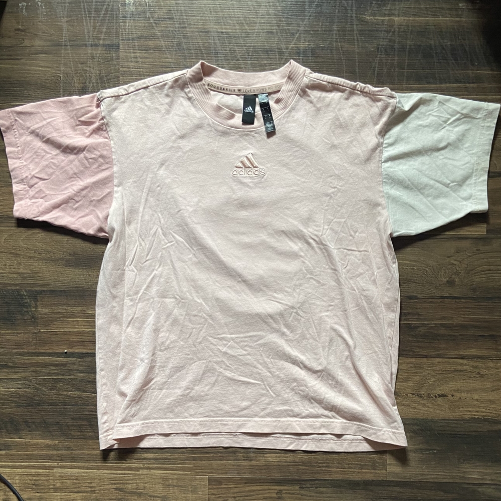 Adidas Men's Pink and White Shirt